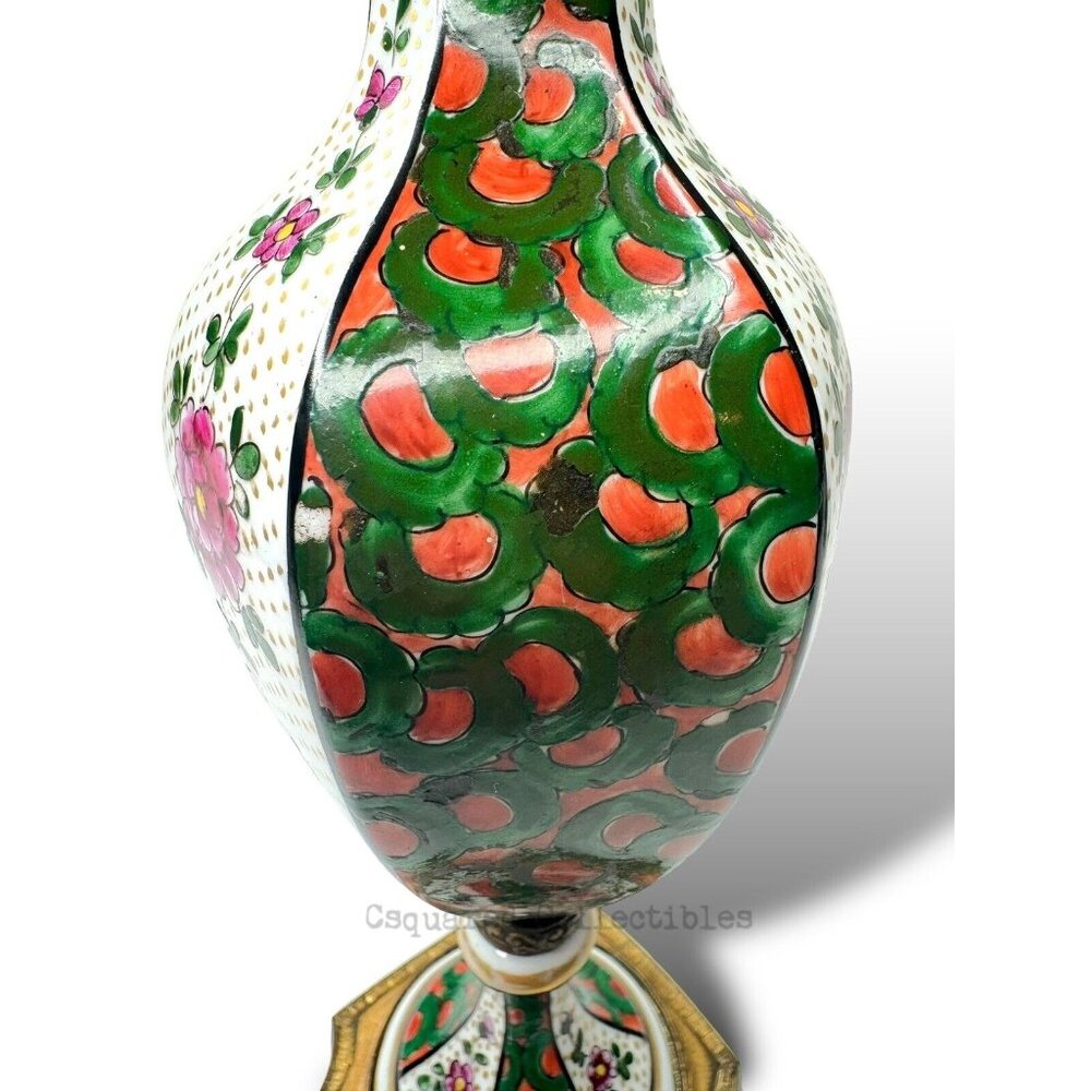 Antique French Sèvres-Style Porcelain Vases Pair w/ Gilt Bases 19th C - Picture 11 of 16